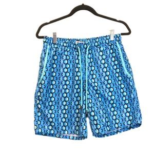 Mr Swim Mens Size Medium M Board Shorts Elastic Waist Swim Trunks Blue w/Pockets